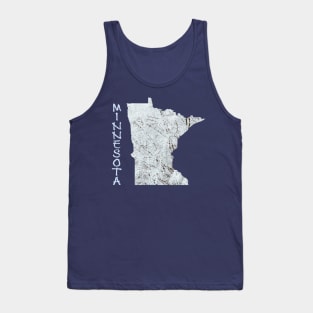 Minnesota Winter State Map with Snow-covered Trees Tank Top